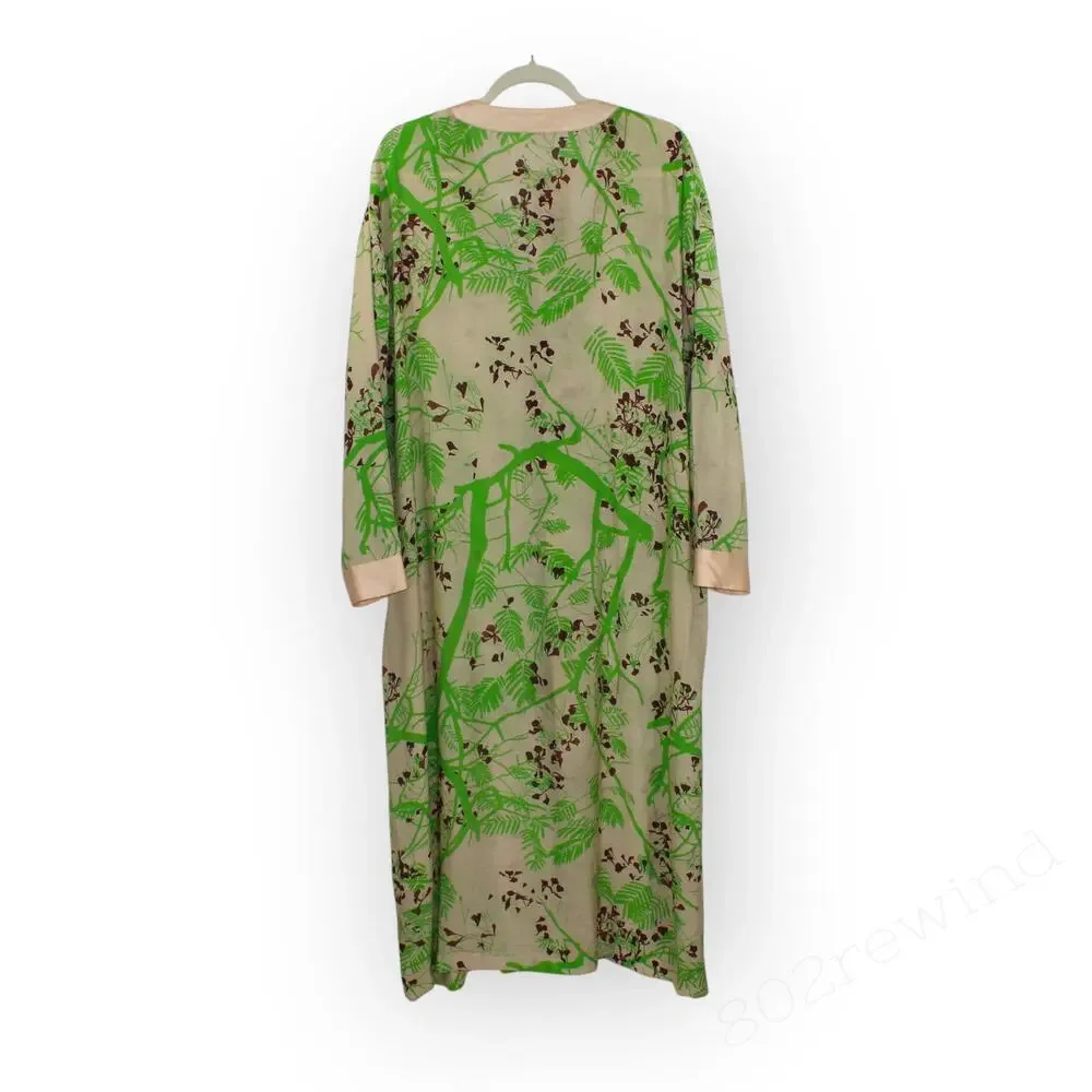 Large LOST PATTERN Coco Dream Belted Kaftan Shirt Dress Green Caftan Coverup - Picture 8 of 16